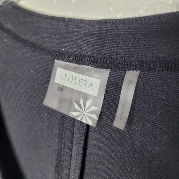 Athleta Celebration black Dress sz Med petite MP Ponte Knit Stretch long sleeve - Picture 3 of 7